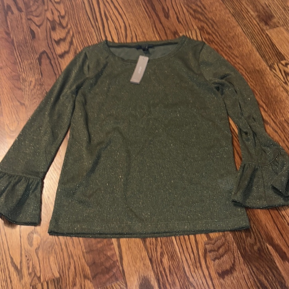 J crew glittery green holiday top